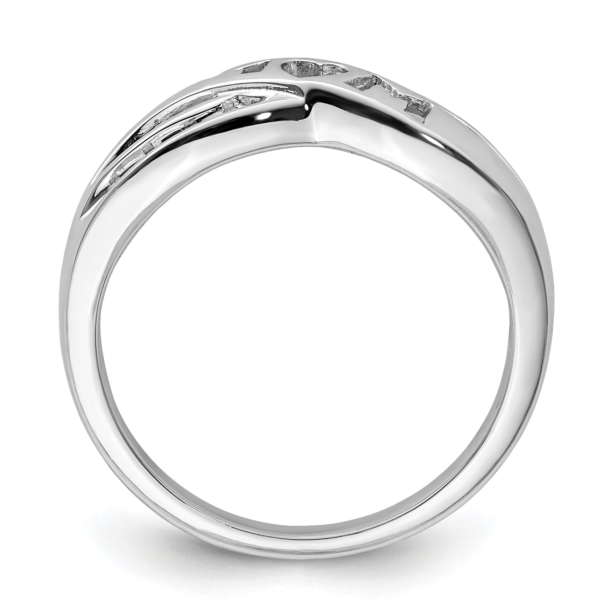 Sterling Silver Rhodium Plated Diamond MOM Ring