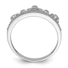 Sterling Silver Rhodium Plated Diamond Crown Ring