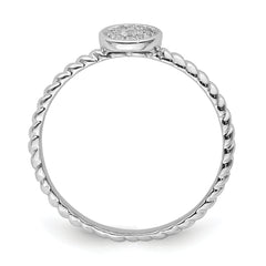 Sterling Silver Rhodium Plated White Diamond Stackable Ring