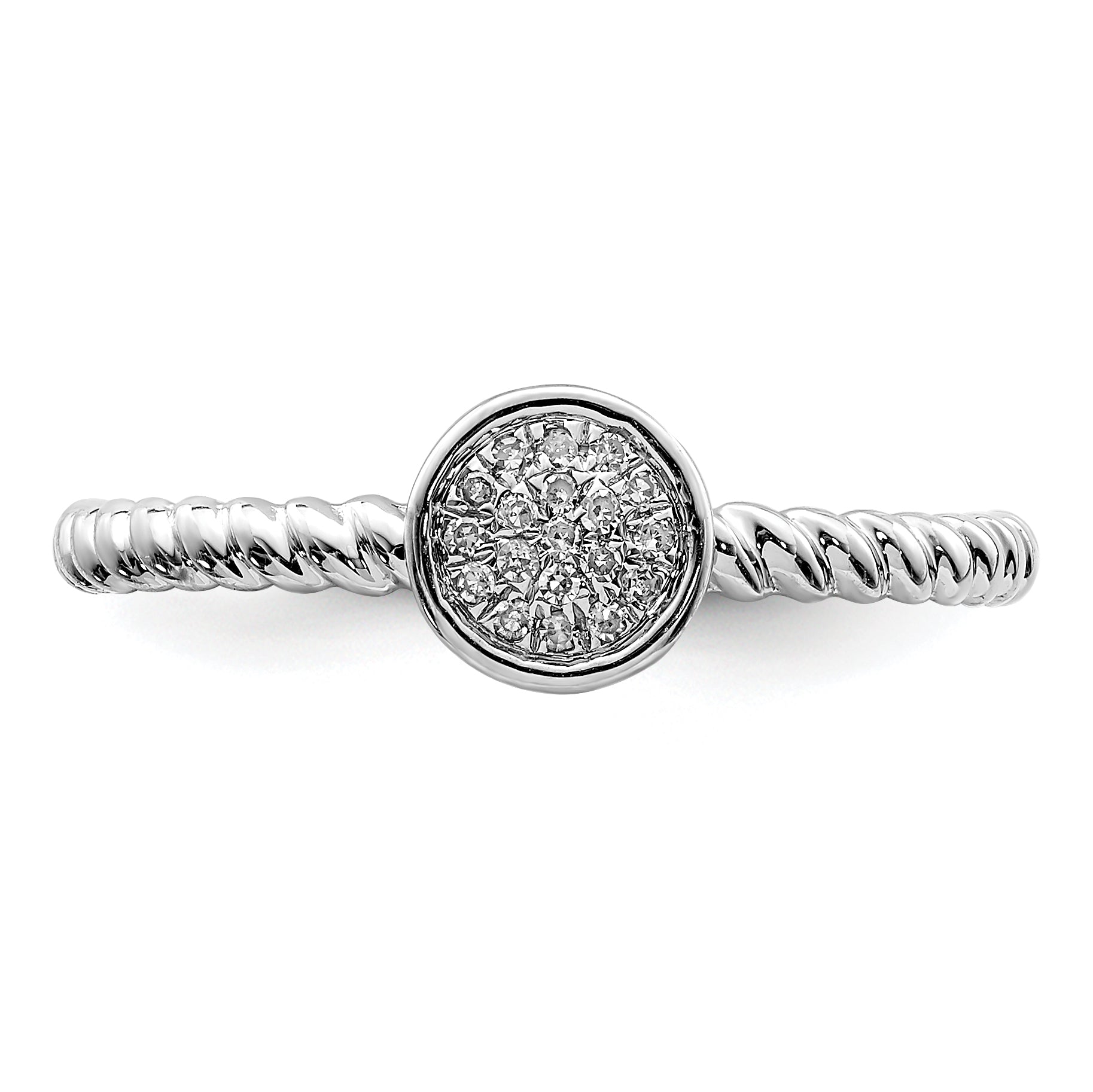 Sterling Silver Rhodium Plated White Diamond Stackable Ring