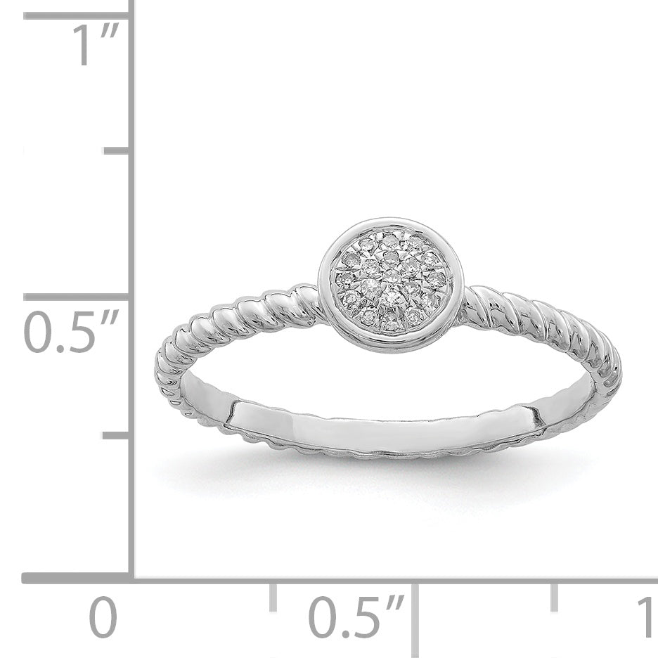 Sterling Silver Rhodium Plated White Diamond Stackable Ring