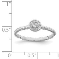 Sterling Silver Rhodium Plated White Diamond Stackable Ring