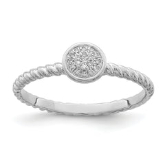 Sterling Silver Rhodium Plated White Diamond Stackable Ring