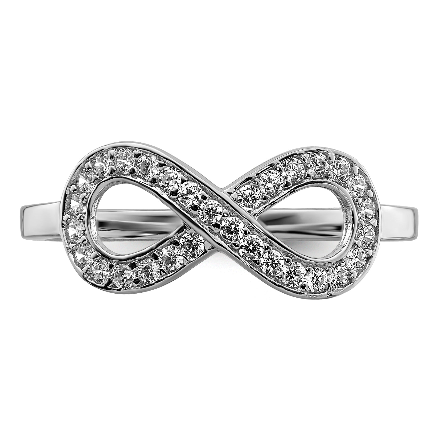 Sterling Silver Rhodium-plated CZ Infinity Ring