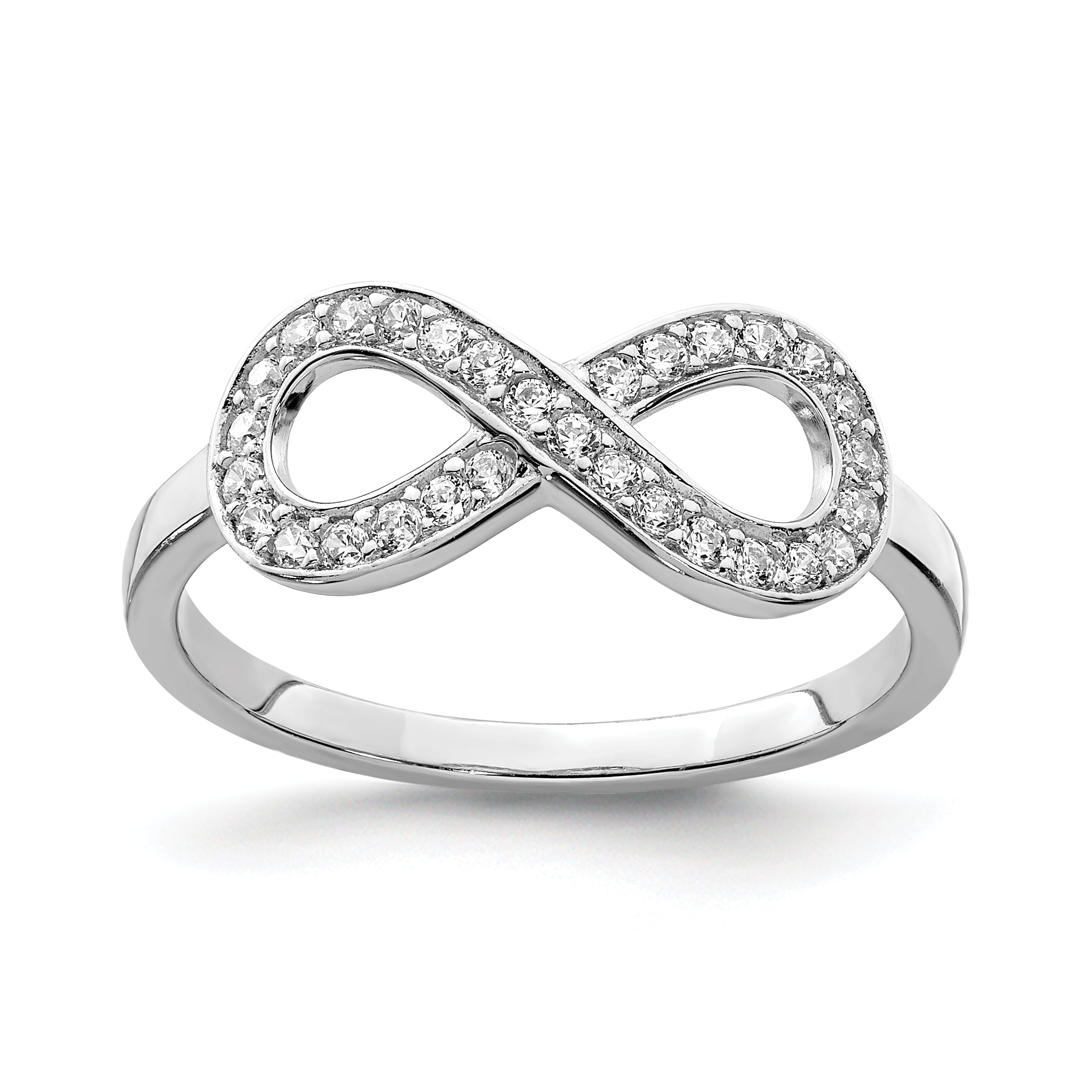 Sterling Silver Rhodium-plated with CZ Infinity Ring