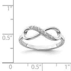 Sterling Silver Rhodium-plated CZ Infinity Ring