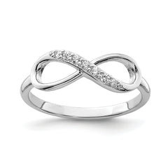 Sterling Silver Rhodium-plated with CZ Infinity Ring