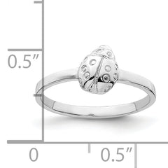 Sterling Silver Rhodium-plated Polished Ladybug Children's Ring