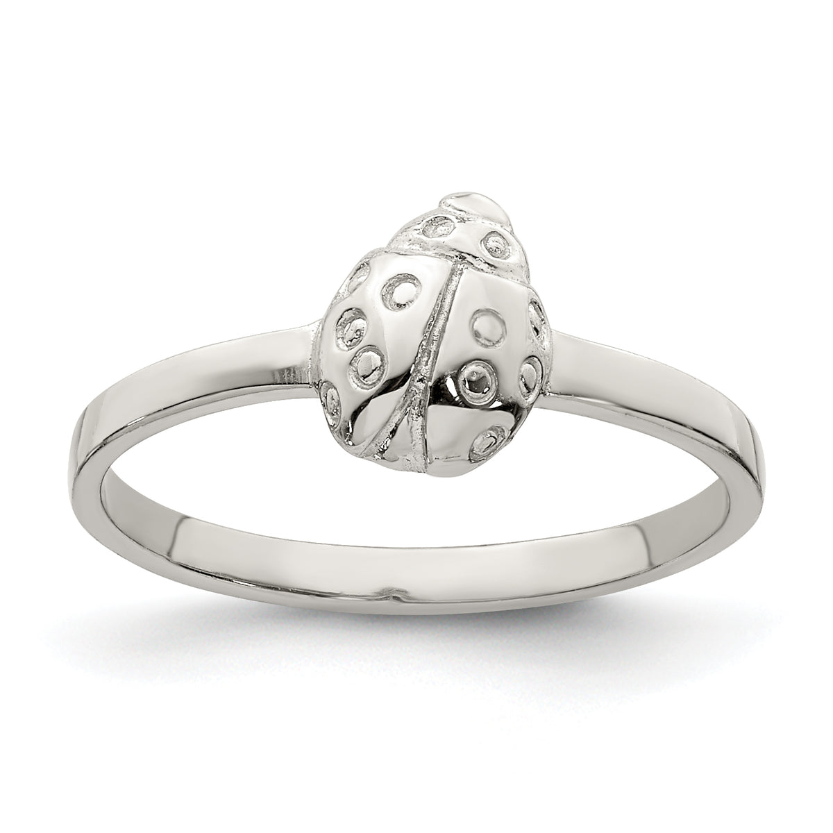 Sterling Silver Rhodium-plated Polished Ladybug Children's Ring