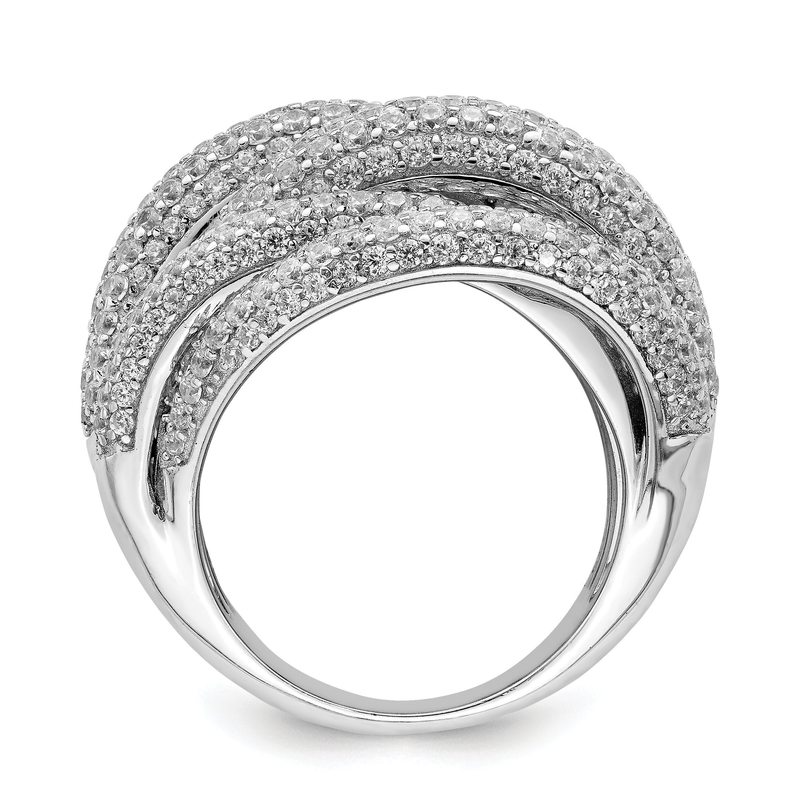 Sterling Shimmer Sterling Silver Rhodium-plated 536 Stone Pav‚ CZ Ring