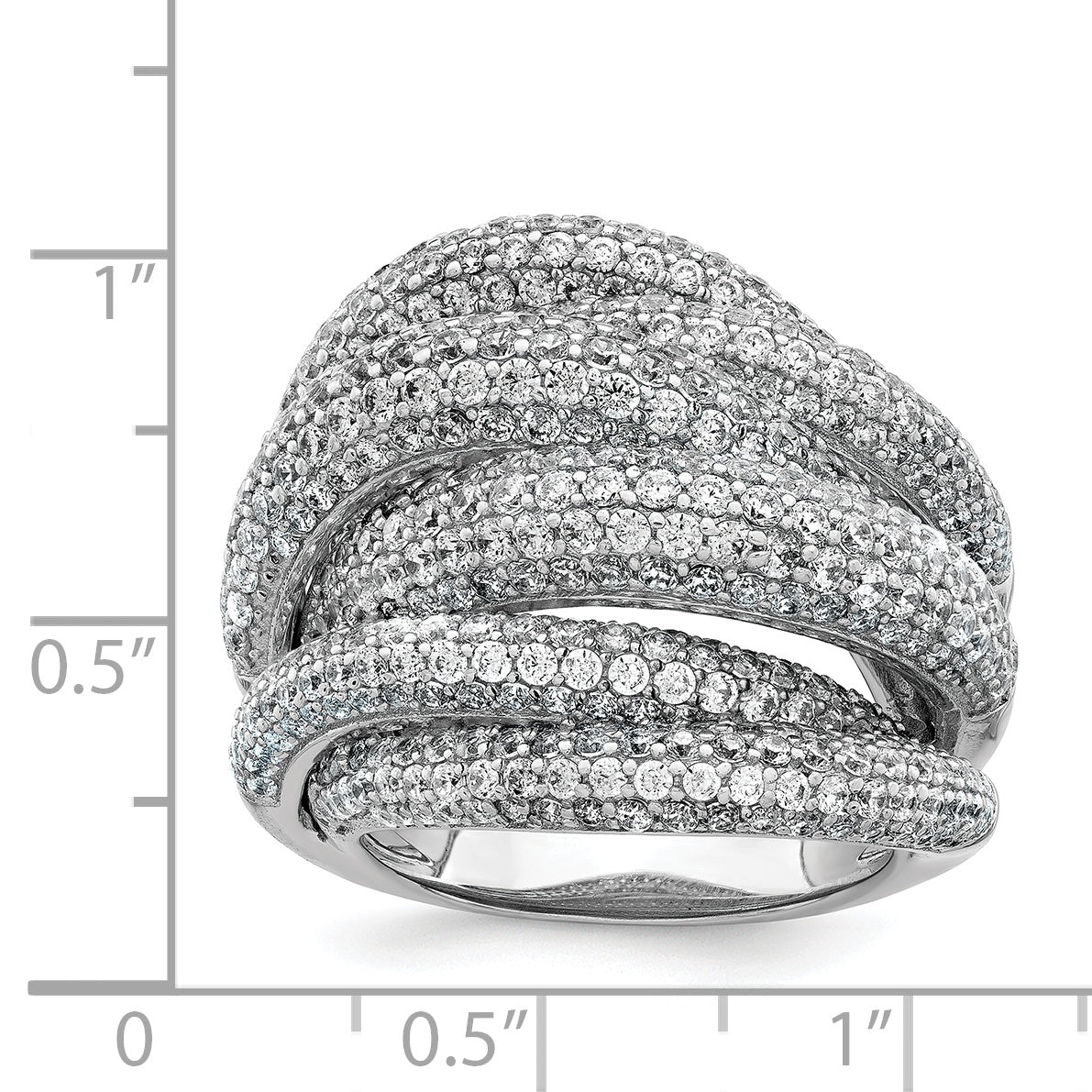 Sterling Shimmer Sterling Silver Rhodium-plated 536 Stone Pav‚ CZ Ring