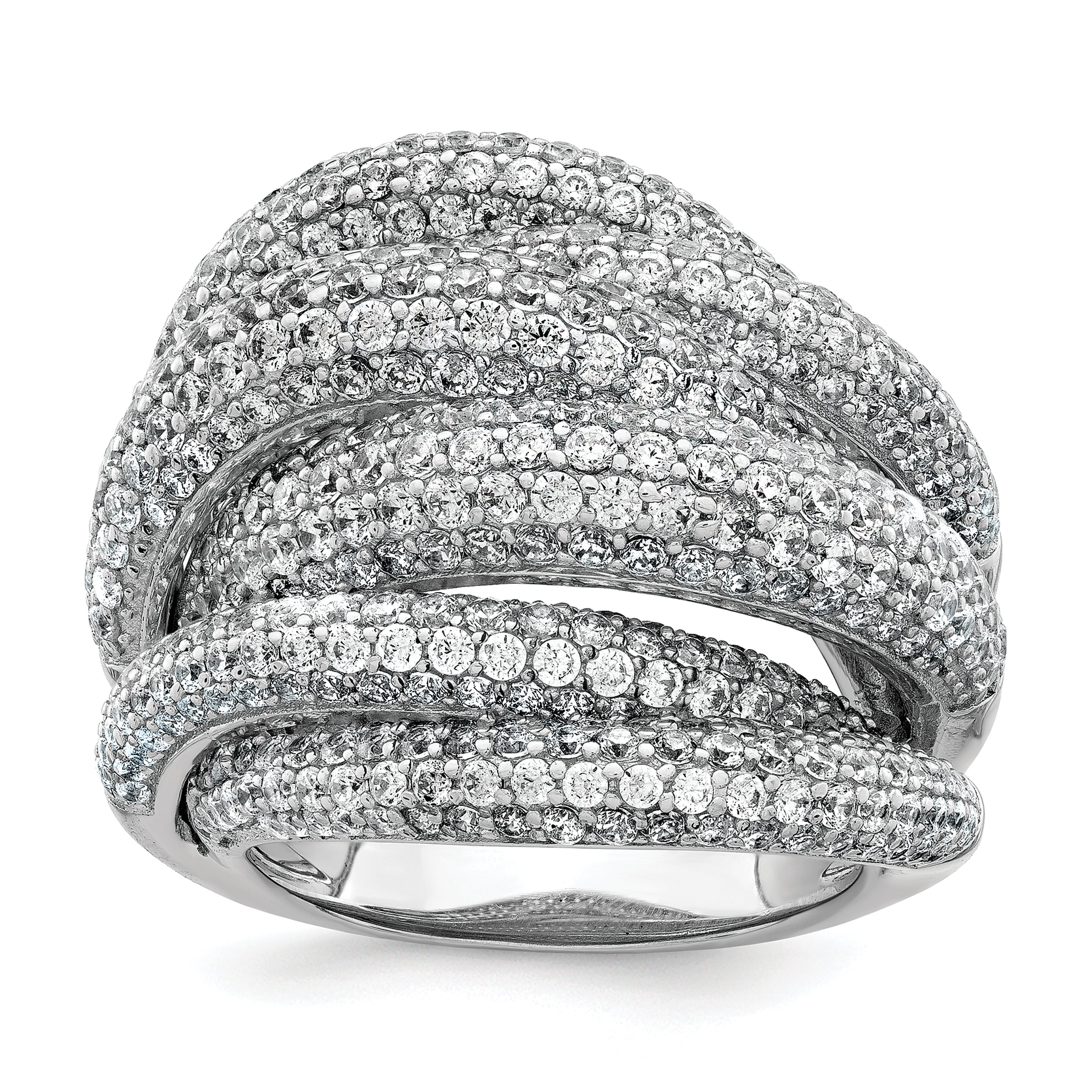 Sterling Shimmer Sterling Silver Rhodium-plated 536 Stone Pav‚ CZ Ring