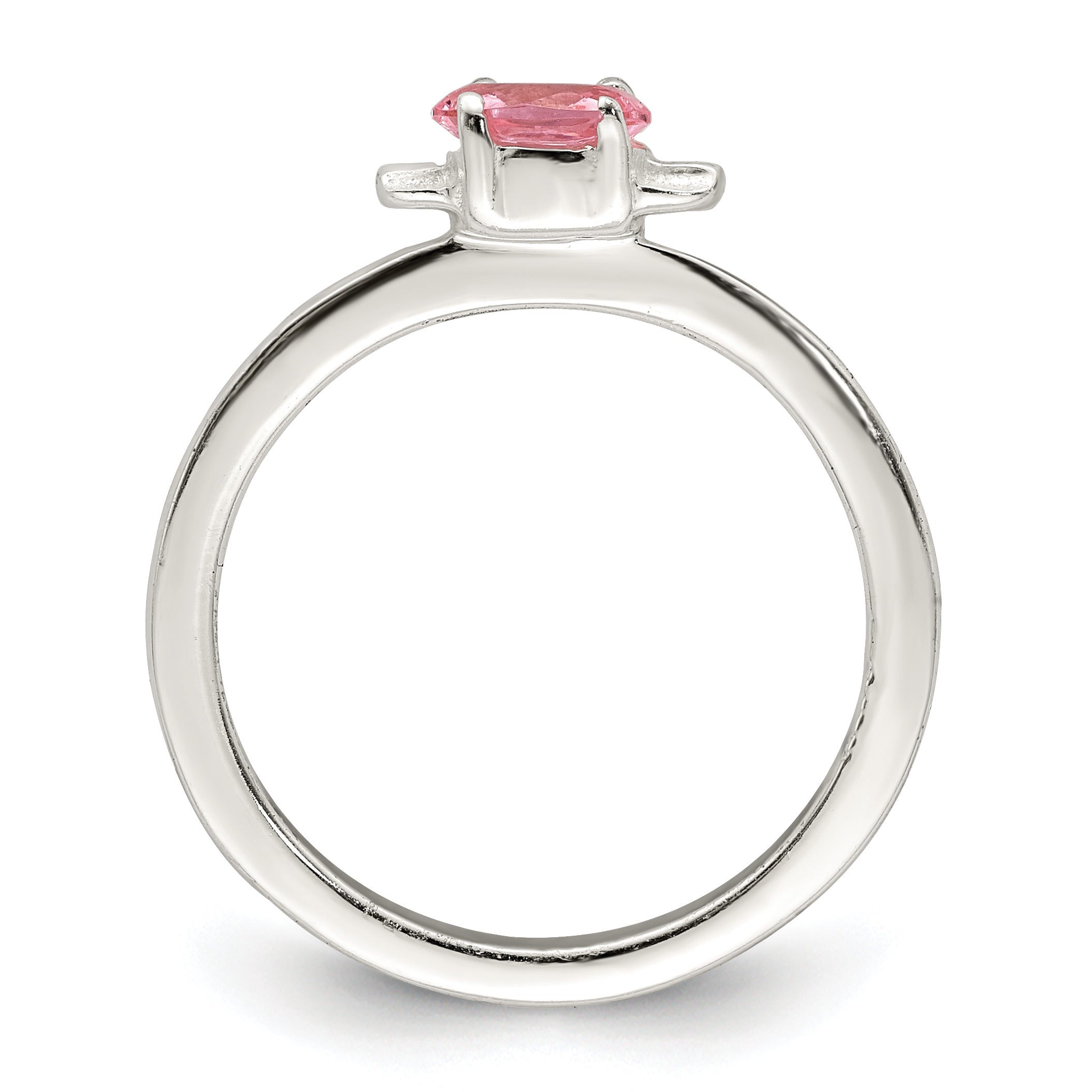 Sterling Silver Polished Pink CZ Candy Children's Ring