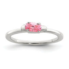 Sterling Silver Polished Pink CZ Candy Children's Ring