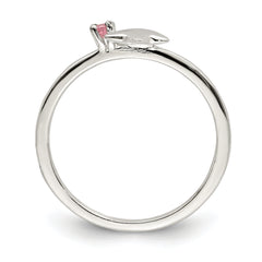 Sterling Silver Polished Pink CZ & Star Children's Ring