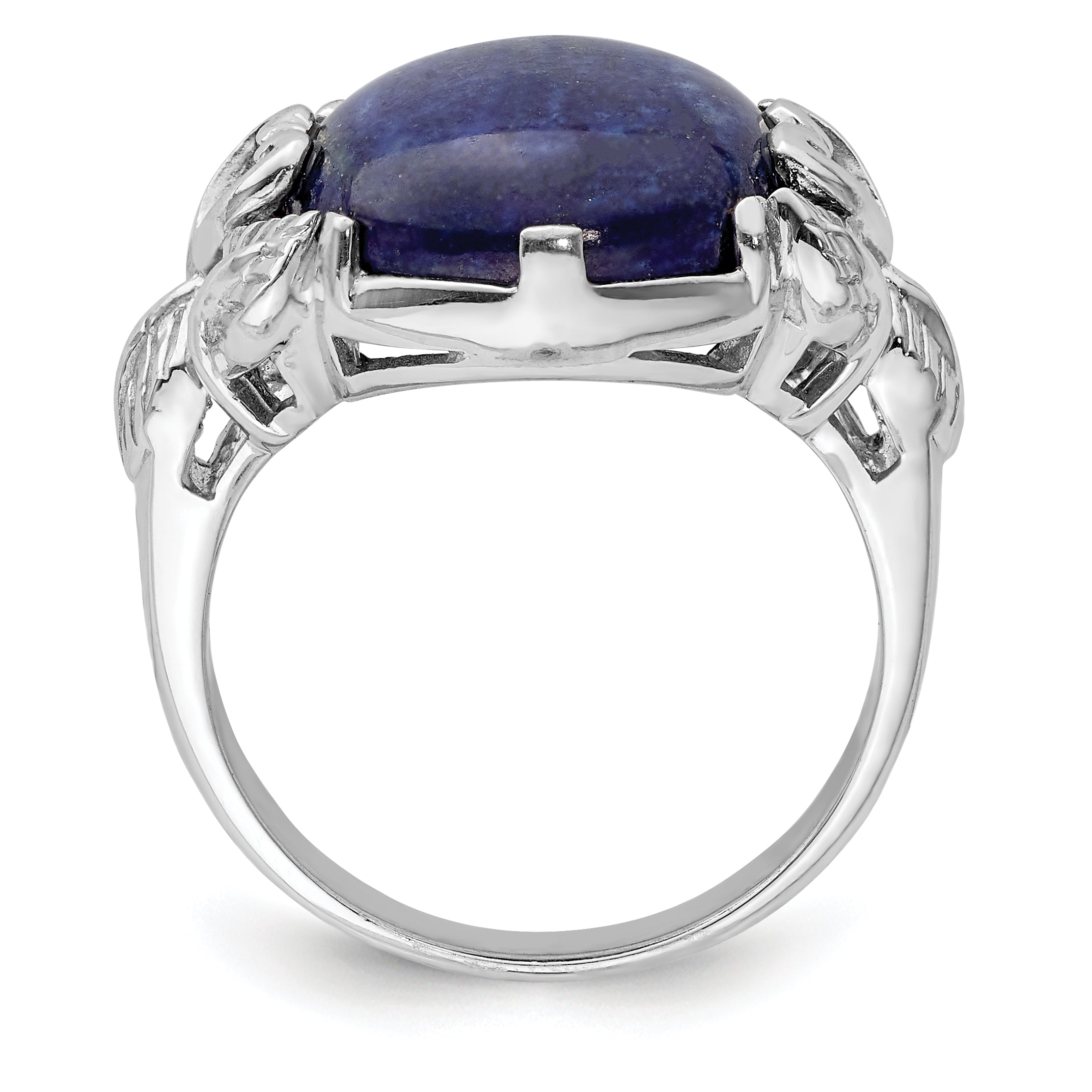 Sterling Silver Rhodium-plated Lapis Lazuli Ring