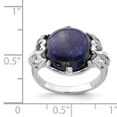 Sterling Silver Rhodium-plated Lapis Lazuli Ring