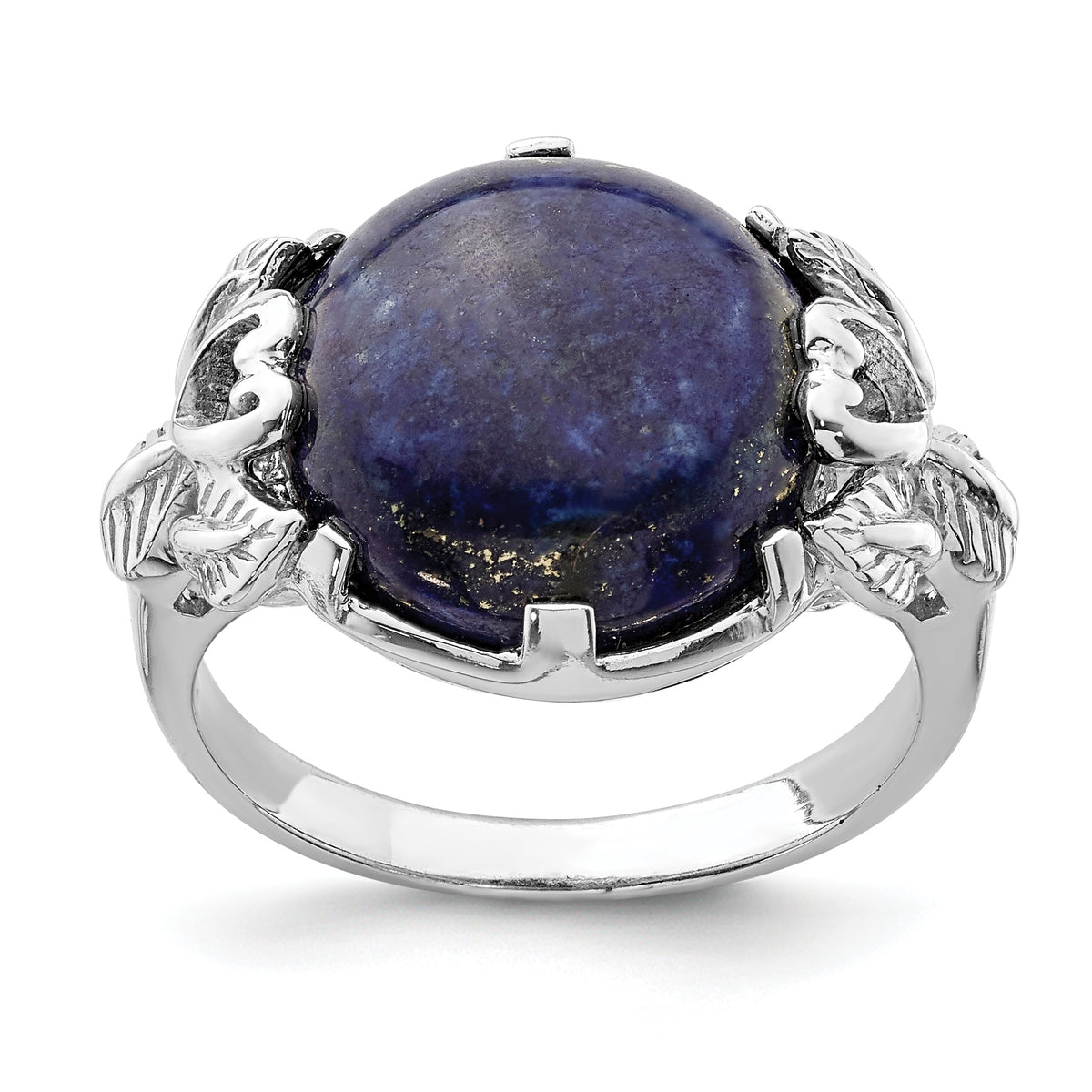 Sterling Silver Rhodium-plated Lapis Lazuli Ring