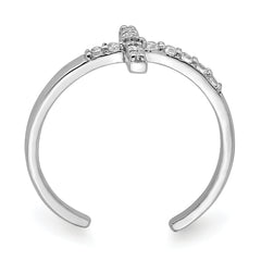 Sterling Silver Rhodium-plated CZ Cross Toe Ring