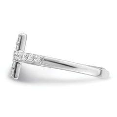 Sterling Silver Rhodium-plated CZ Cross Toe Ring