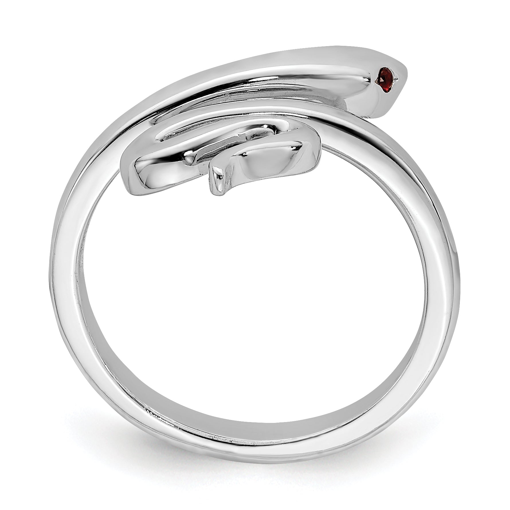 Sterling Silver Rhodium-plated Snake WithSynthetic Ruby Toe Ring