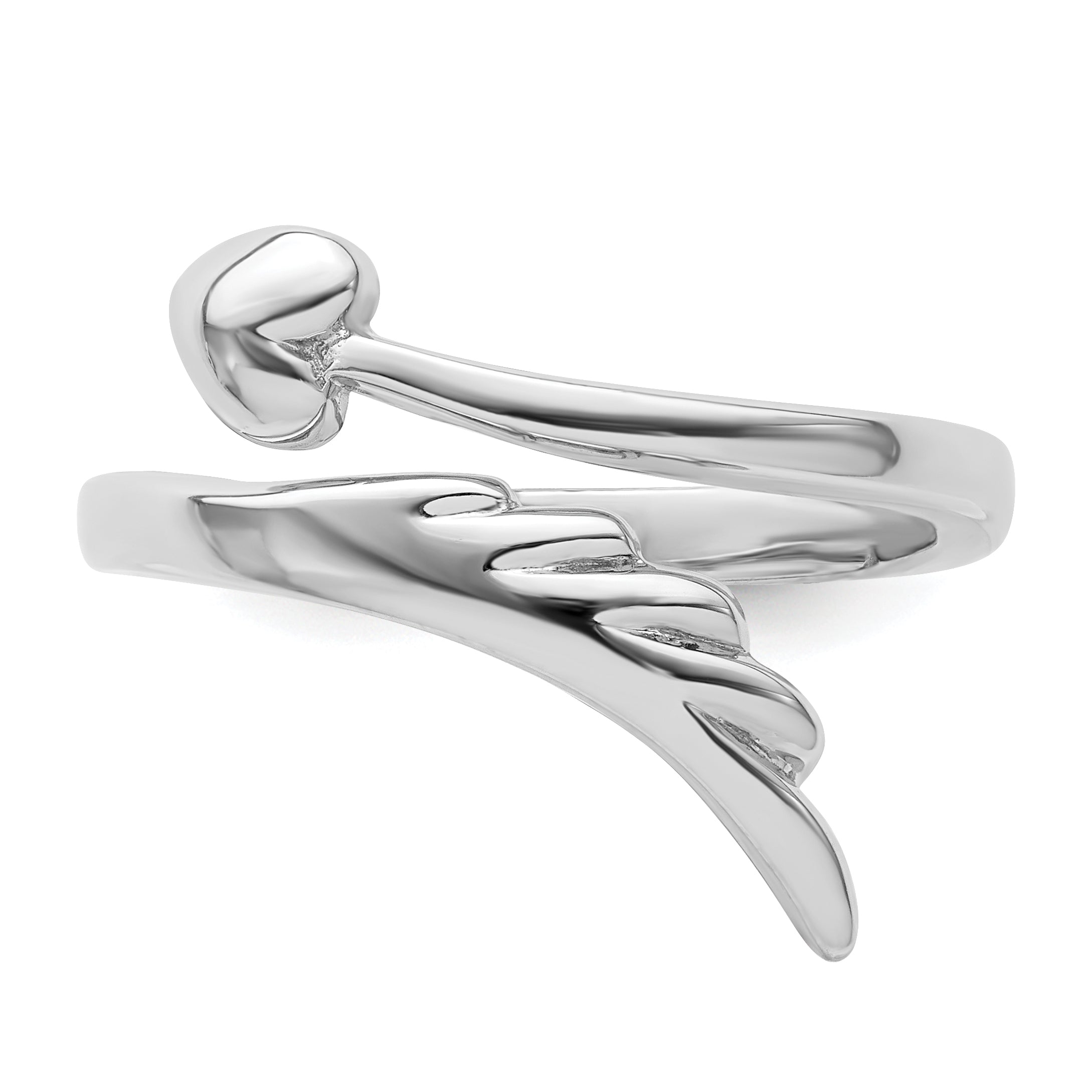 Sterling Silver Rhodium-plated Heart WithWing Toe Ring