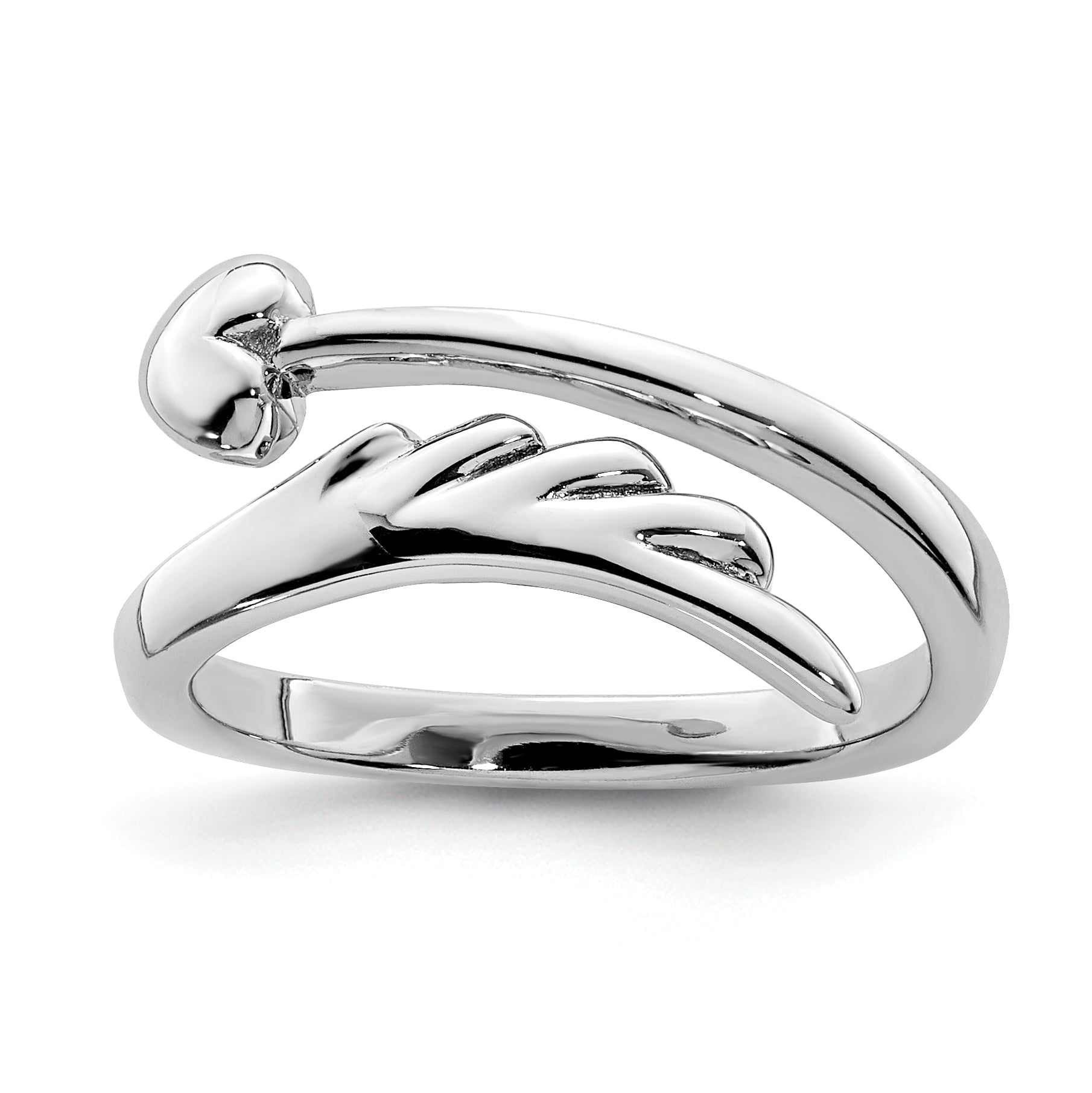 Sterling Silver Rhodium-plated Heart WithWing Toe Ring