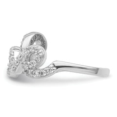 Sterling Silver Rhodium-plated CZ Love Toe Ring