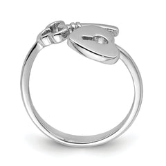 Sterling Silver Rhodium-plated Heart Lock & Key Toe Ring