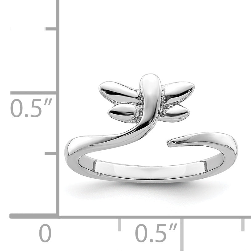 Sterling Silver Rhodium-plated Dragonfly Toe Ring