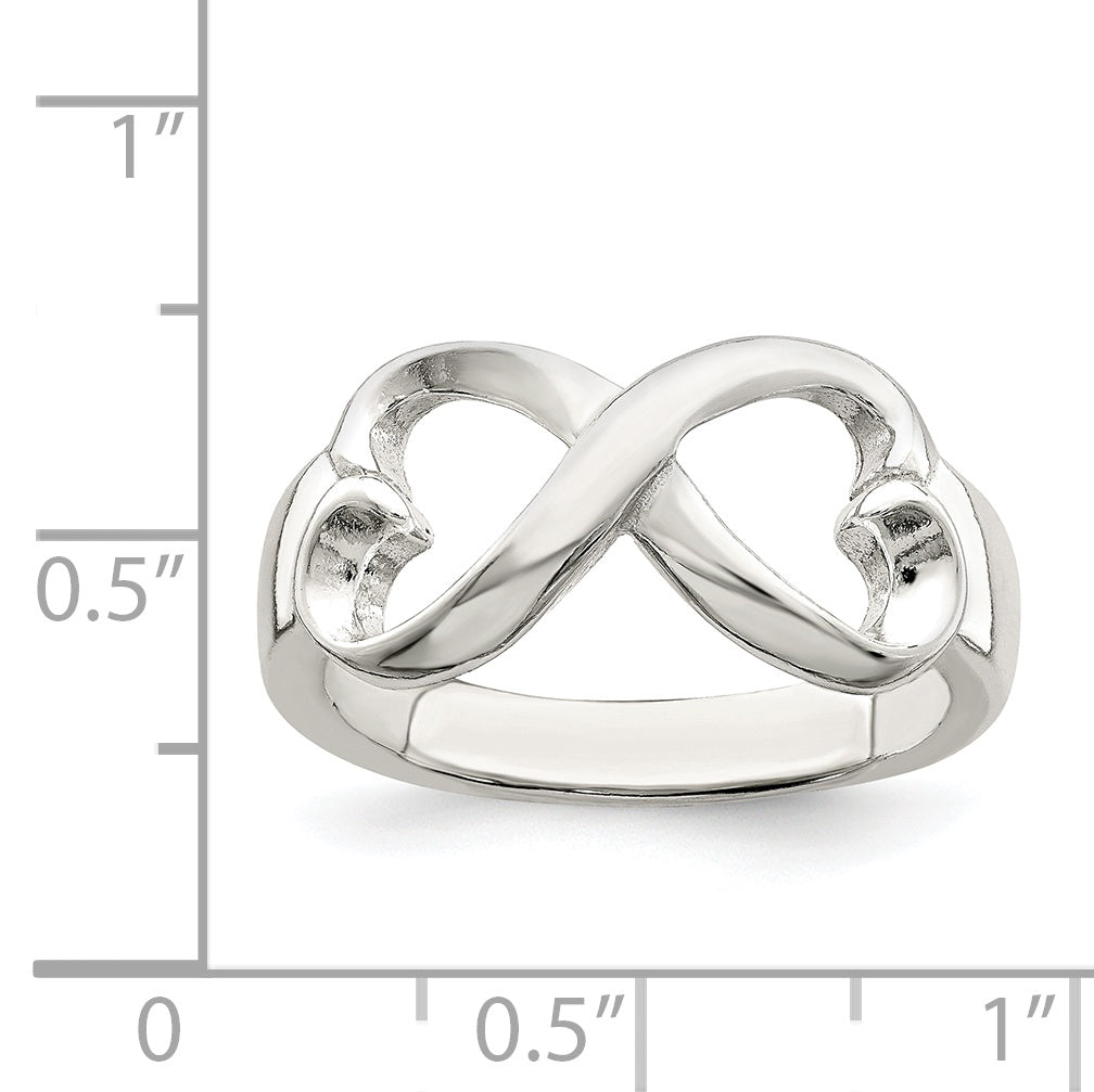 Sterling Silver Polished Heart Infinity Ring