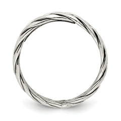 Sterling Silver Polished Antiqued Weaved 3.25mm Women's Ring