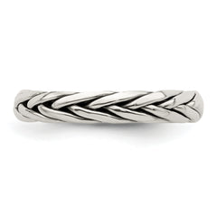 Sterling Silver Polished Antiqued Weaved 3.25mm Women's Ring