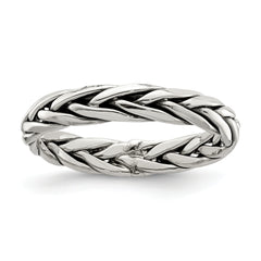 Sterling Silver Antiqued Weave 3.25mm Women's Ring