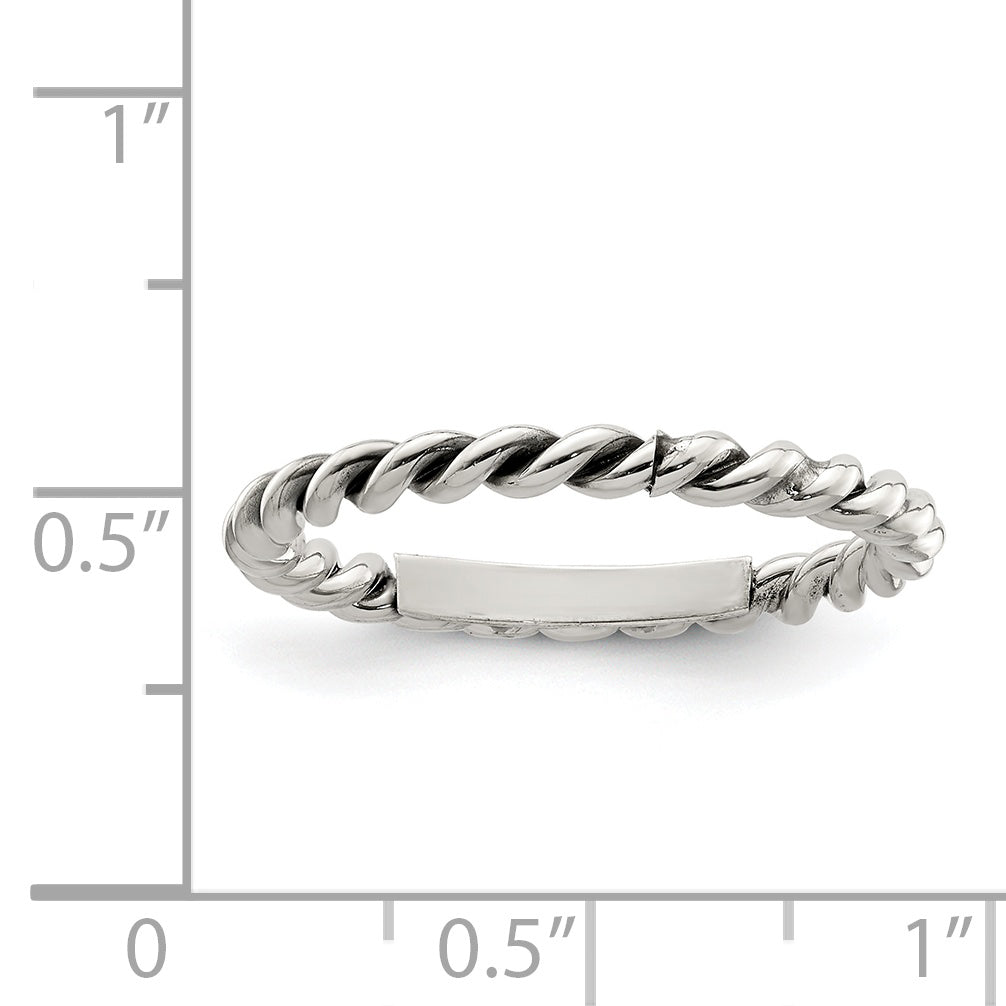 Sterling Silver Antiqued Twisted 1.75mm Women's Ring