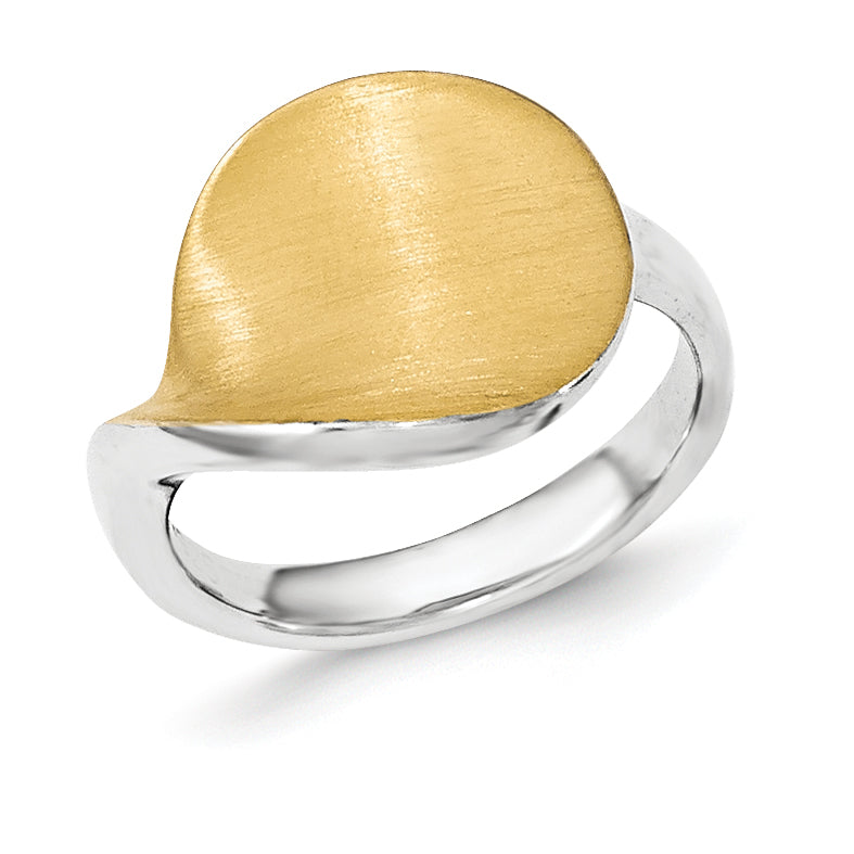 Sterling Silver Gold-plated Polished & Satin Ring