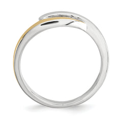 Sterling Silver With9k Gold Accent Polished & Satin Ring