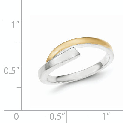 Sterling Silver With9k Gold Accent Polished & Satin Ring