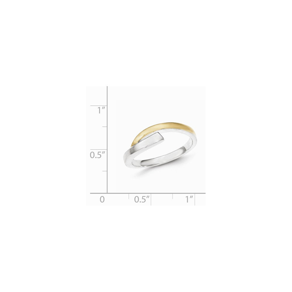 Sterling Silver w/9k Gold Accent Polished & Satin Ring