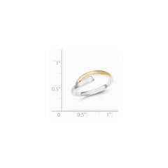 Sterling Silver w/9k Gold Accent Polished & Satin Ring