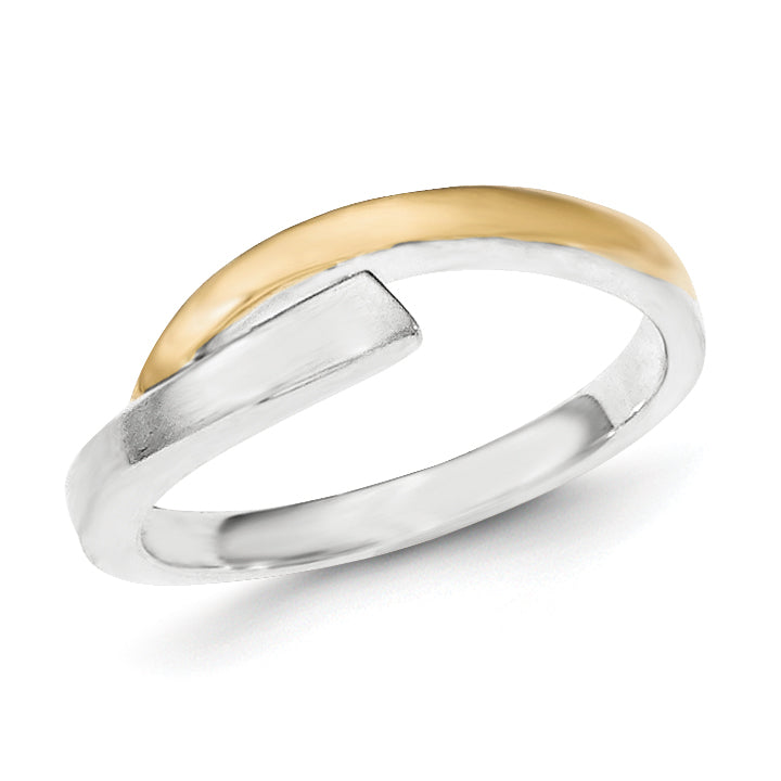 Sterling Silver With9k Gold Accent Polished & Satin Ring