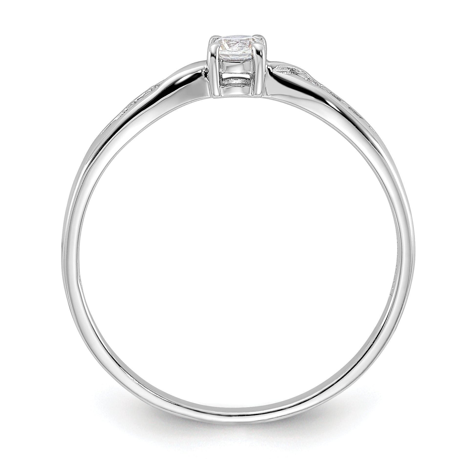 Sterling Silver Rhodium-plated Polished and CZ Ring