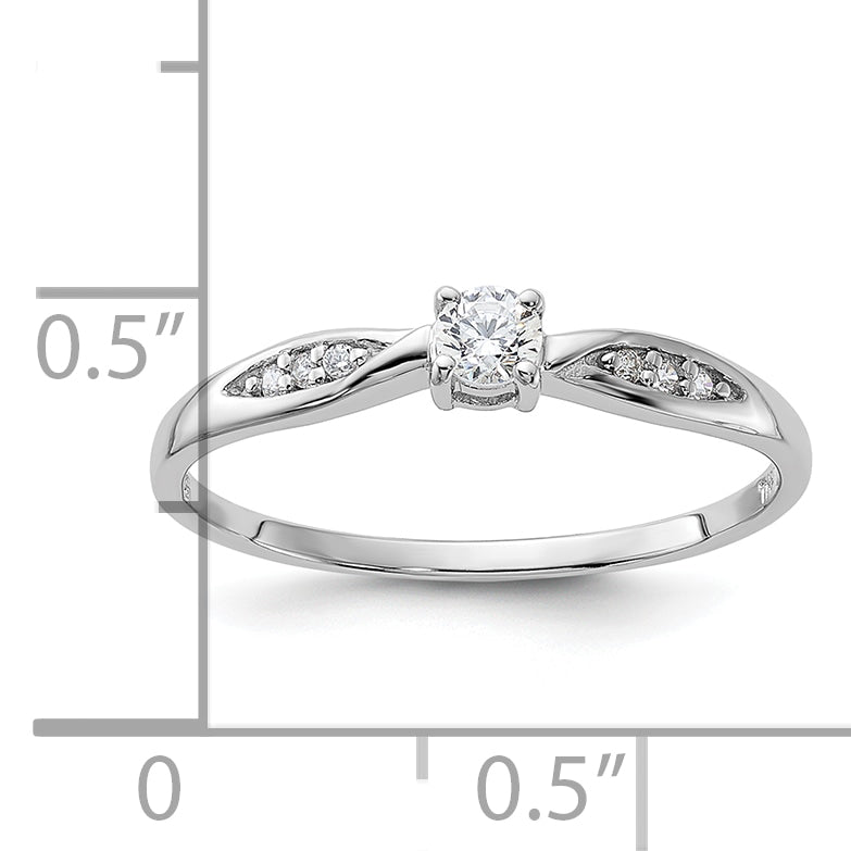 Sterling Silver Rhodium-plated Polished and CZ Ring