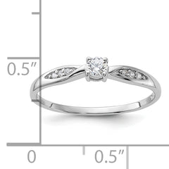 Sterling Silver Rhodium-plated Polished and CZ Ring