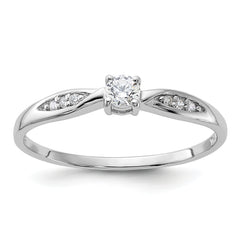 Sterling Silver Rhodium-plated Polished and CZ Ring