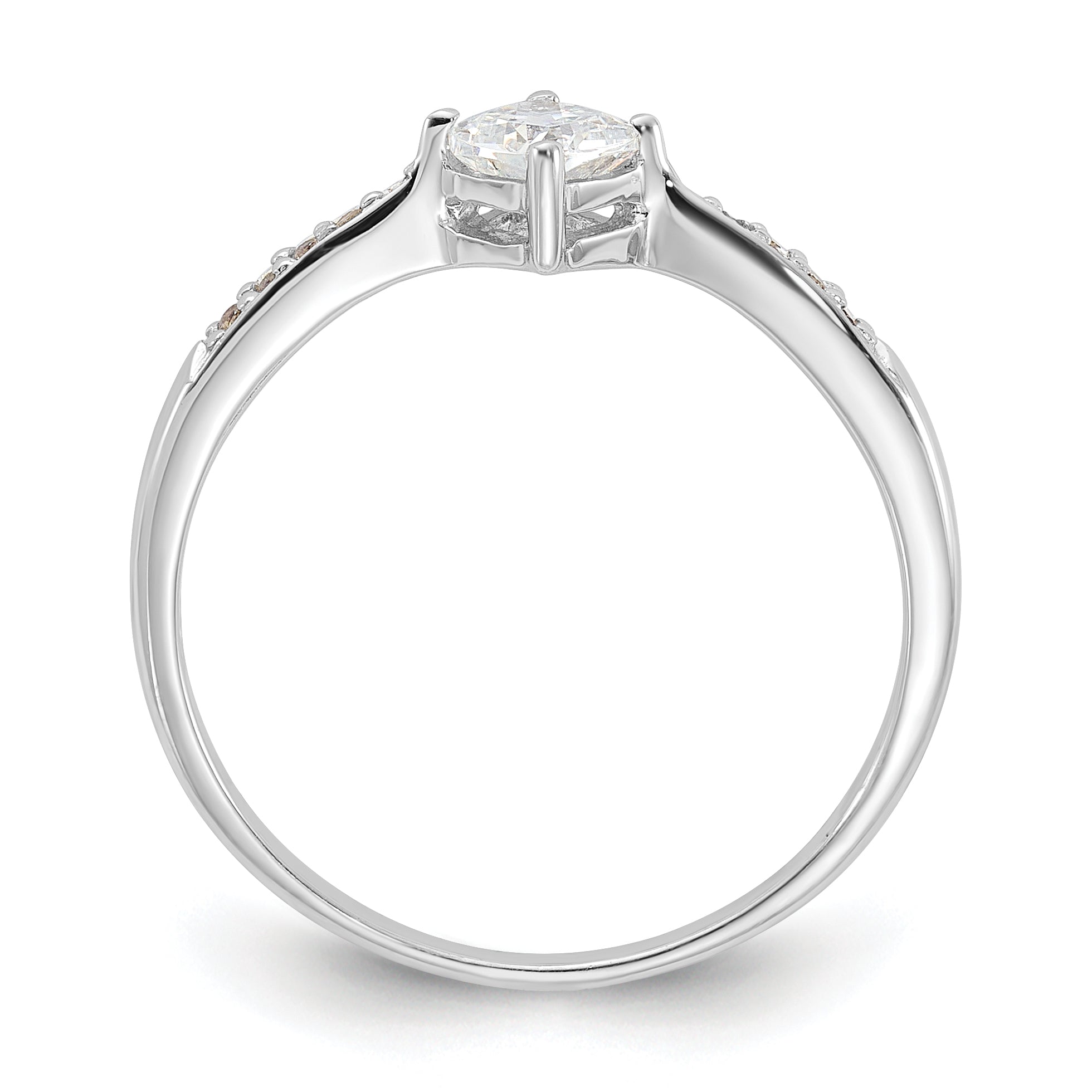 Sterling Silver Rhodium-plated Polished and Square Shaped CZ Ring