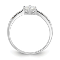 Sterling Silver Rhodium-plated Polished and Square Shaped CZ Ring