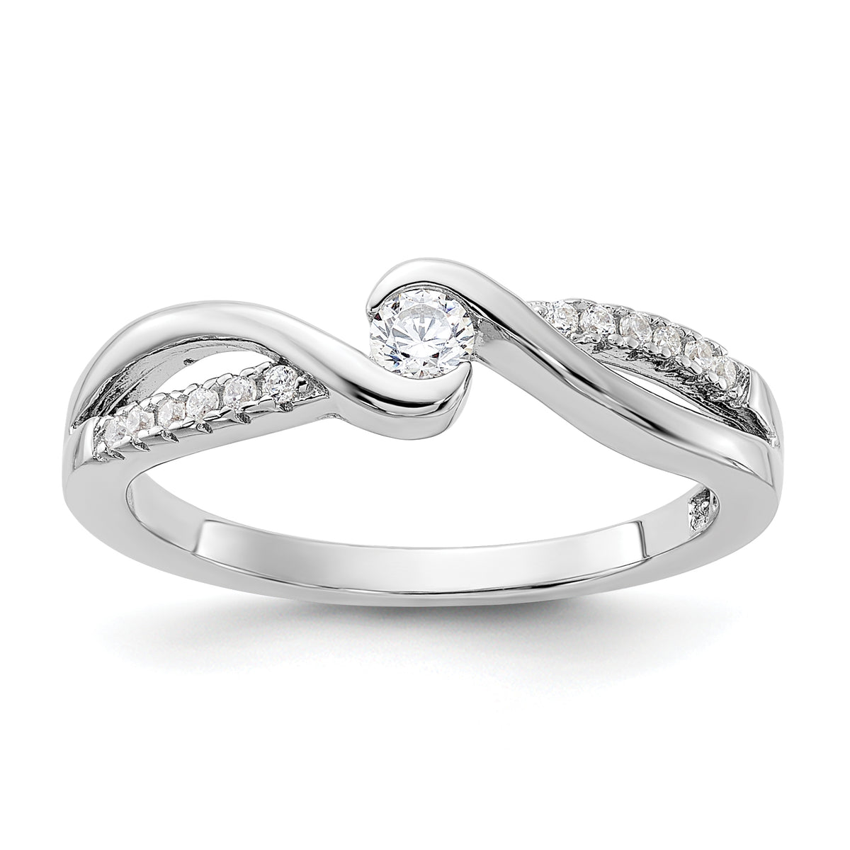 Sterling Silver Rhodium-plated & CZ Ring