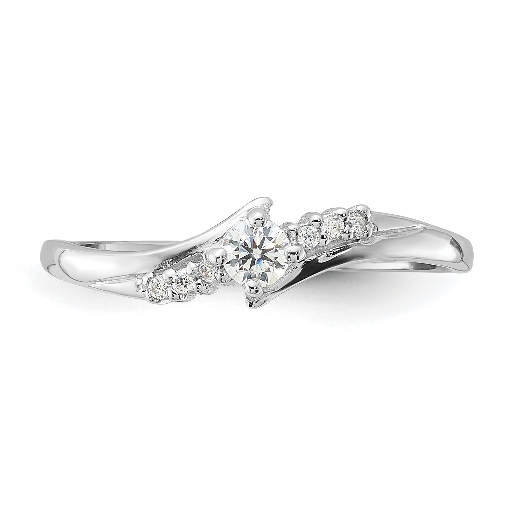 Sterling Silver Rhodium-plated and CZ Ring