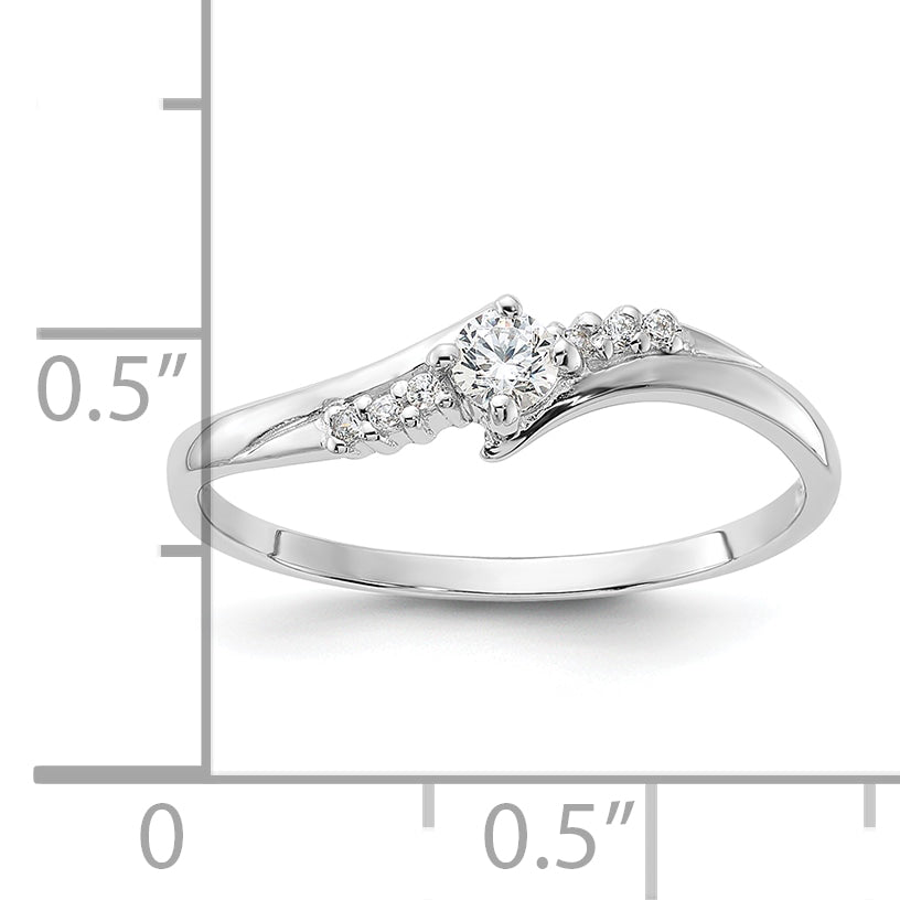 Sterling Silver Rhodium-plated and CZ Ring